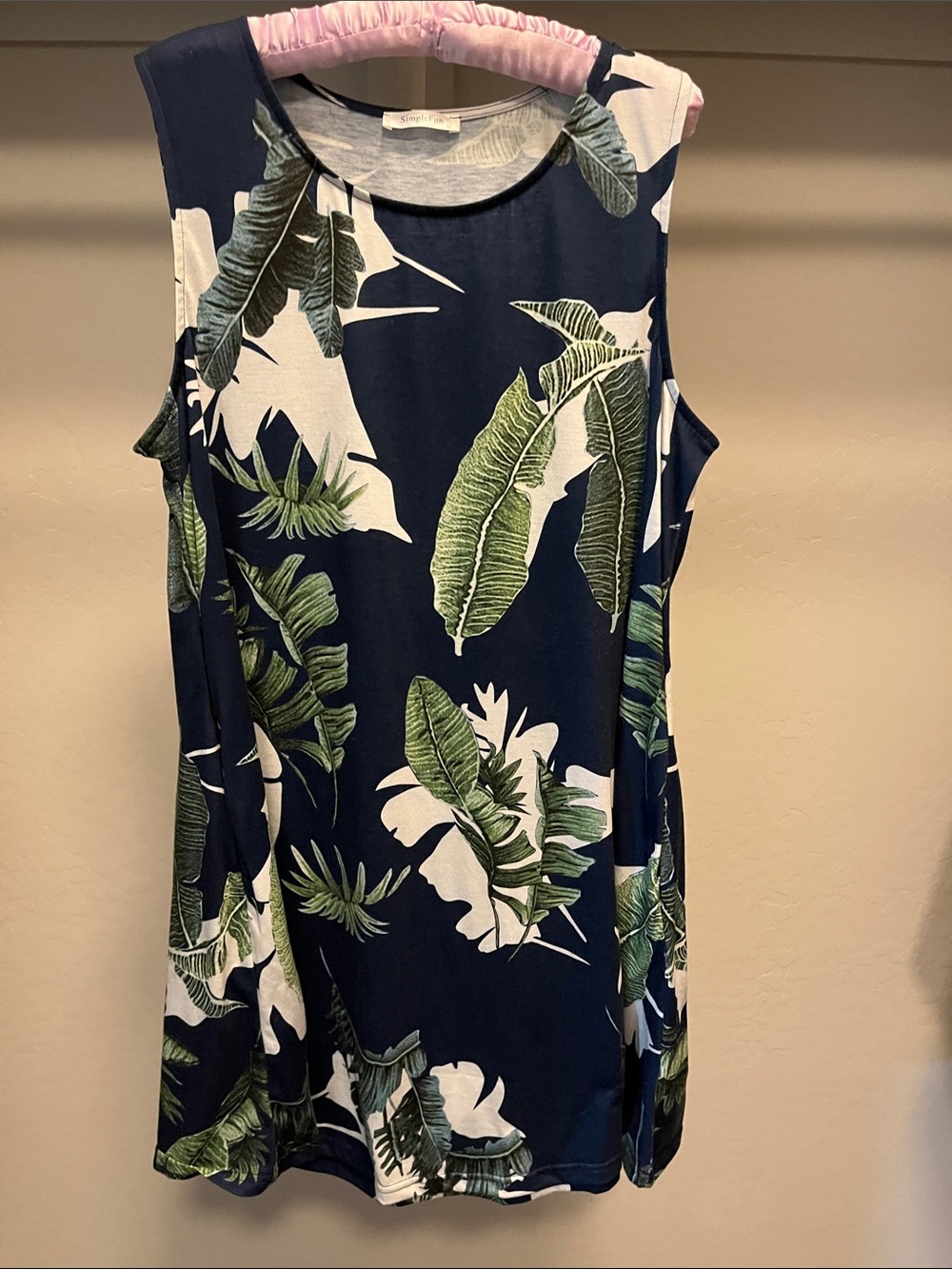 Tropical Leaf Navy Sleeveless Tunic